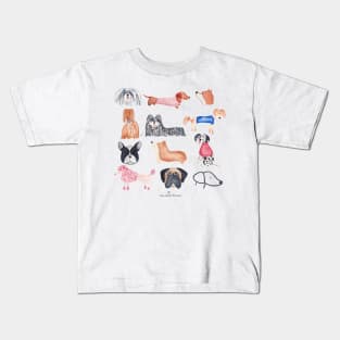 Doggie Assembly | Watercolour | Dogs | Pattern Kids T-Shirt